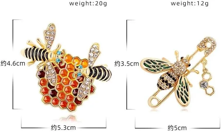 Crystal Bee Brooch Animal Enamel Brooch Cute Novelty Dress Collar Insect Brooch Jacket Accessories Decoration Lovely Hat Jewelry Gift