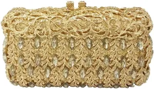 Crystal Women Evening Clutch Bag Hard Case Wedding Party Handbags Purses Metal Clutches (Color : A)
