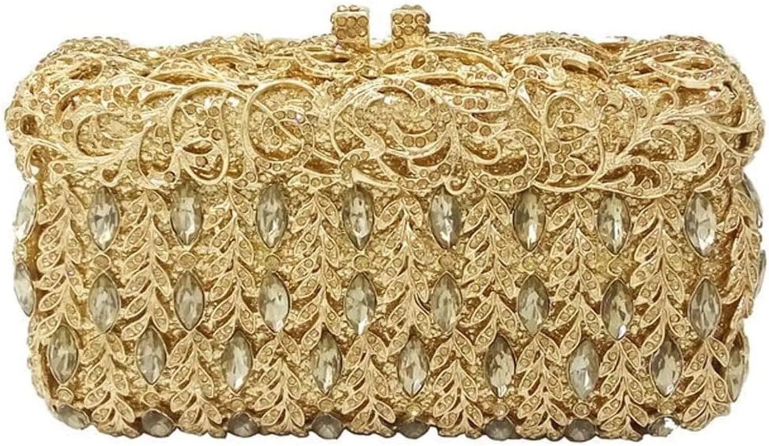 Crystal Women Evening Clutch Bag Hard Case Wedding Party Handbags Purses Metal Clutches (Color : A)