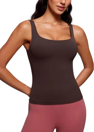 CRZ YOGA Butterluxe Workout Tank Tops for Women U Neck Padded Crop Tops Athletic Camisole Tops with Built in Bra