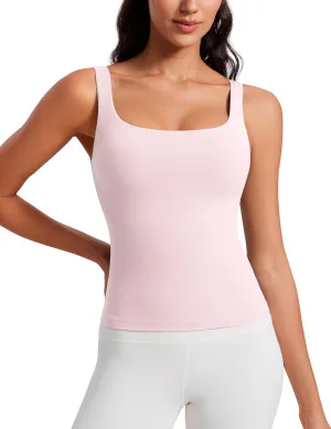 CRZ YOGA Butterluxe Workout Tank Tops for Women U Neck Padded Crop Tops Athletic Camisole Tops with Built in Bra