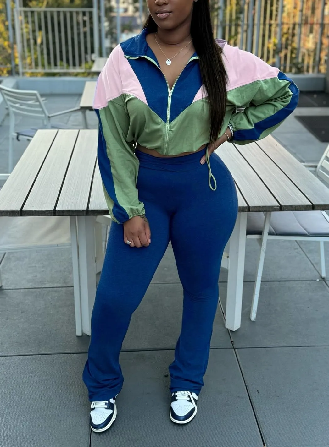 cu4eve Fall Two Piece Sets For Women 2024 Work Out Sets Gym Zip Up Cropped Jacket And Yoga Sweat Pants Track Suits