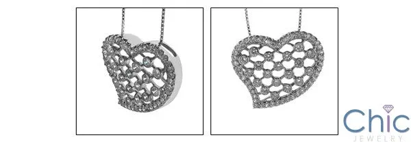 Cubic Zirconia Cz 1.95 TCW Heart Bezels Pendant