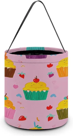 Cupcake Patterns Halloween Tote Candy Bag Candy Basket Candy Bucket Gift Bag for Halloween Party