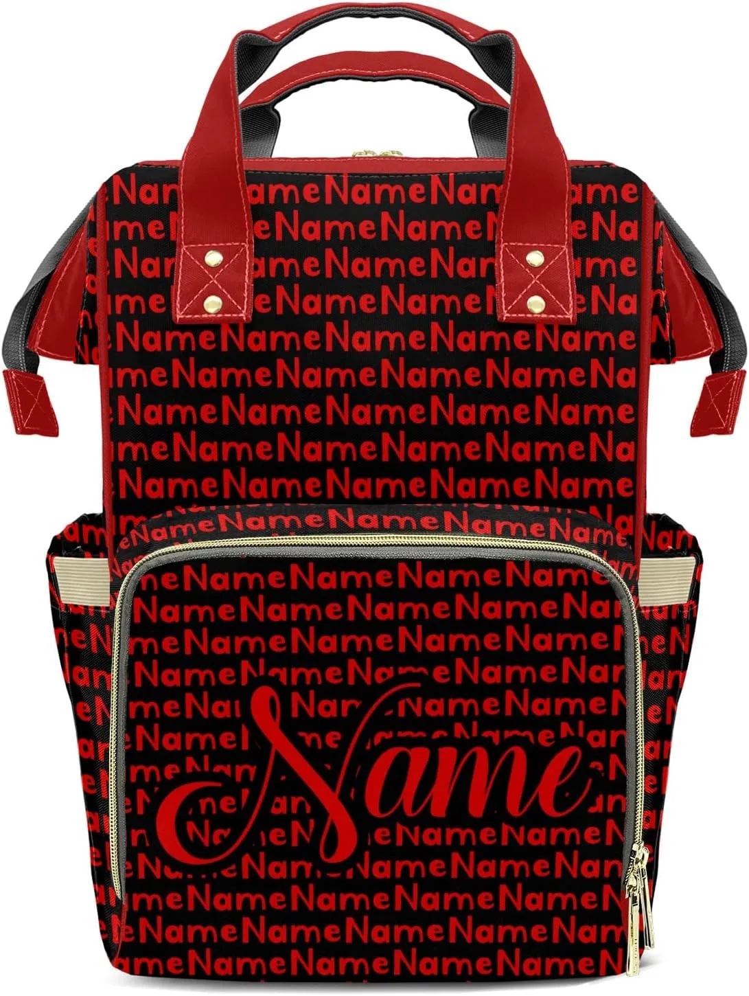 Custom Mummy Bags Red Black Diaper Bag Shoulder Backpacks Nursing Giving for Teenager
