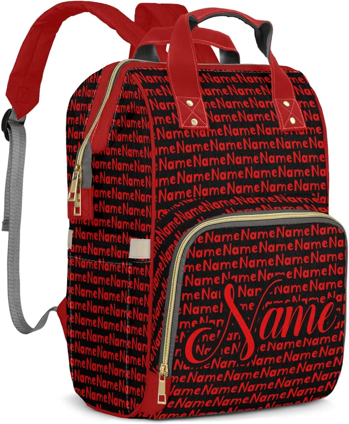 Custom Mummy Bags Red Black Diaper Bag Shoulder Backpacks Nursing Giving for Teenager