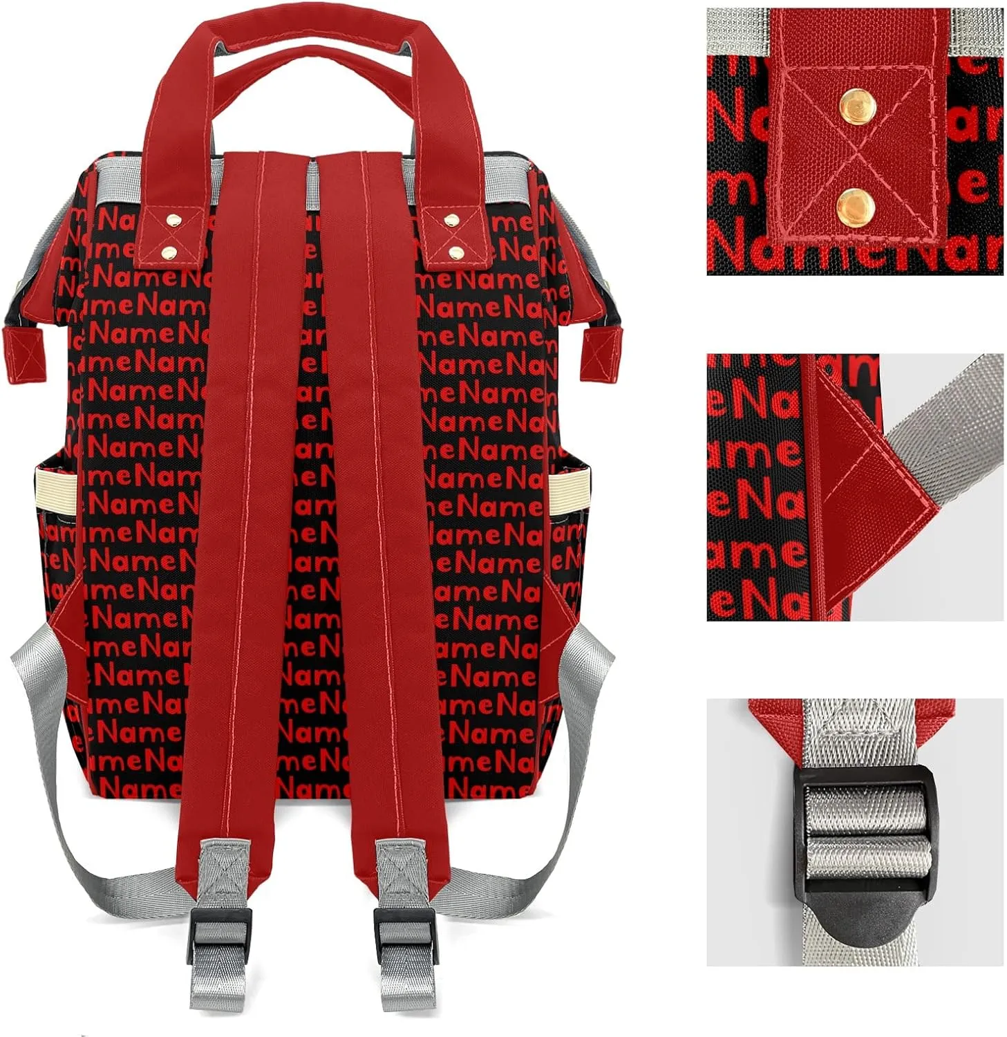 Custom Mummy Bags Red Black Diaper Bag Shoulder Backpacks Nursing Giving for Teenager