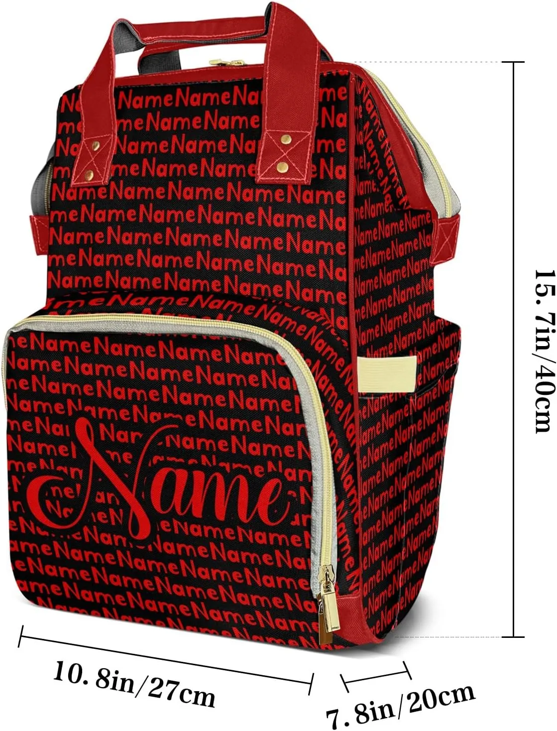 Custom Mummy Bags Red Black Diaper Bag Shoulder Backpacks Nursing Giving for Teenager