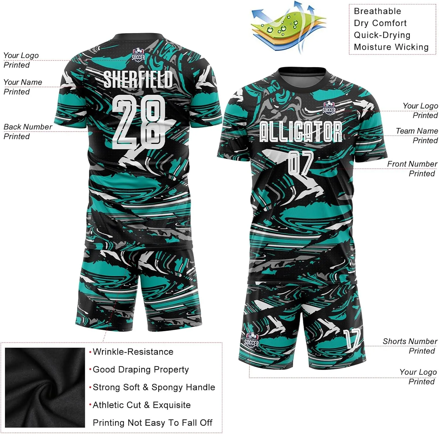 Custom Soccer Jersey Personalized Name Number Sports Team Soccer Shirts Shorts Uniforms Set for Adult Youth, XXS-5XL