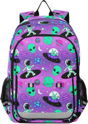 Cute Astronauts Alien Space Laptop Backpack Purse for Women Men School Bag 17 Inch Bookbag Student Boys Girls Travel Casual Daypack