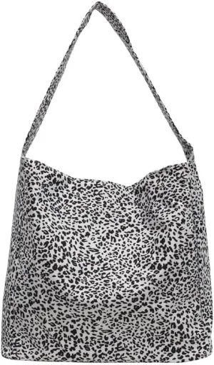 Cute Cheetah Print Tote Bag for Women, Aesthetic Shoulder Bag Leopard Print Canvas Top Handle Fashion 2024 Crossbody (white)