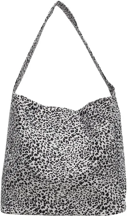 Cute Cheetah Print Tote Bag for Women, Aesthetic Shoulder Bag Leopard Print Canvas Top Handle Fashion 2024 Crossbody (white)