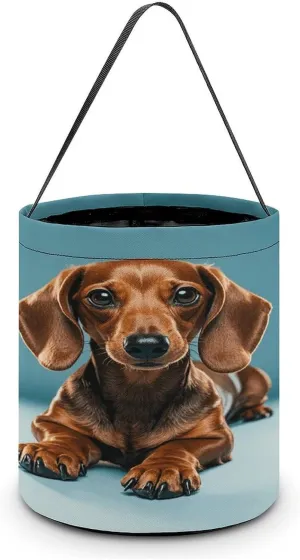 Cute Dachshound Dogs Halloween Tote Candy Bag Candy Basket Candy Bucket Gift Bag for Halloween Party