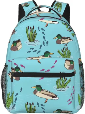 Cute Duck Backpack for Women Man Mallard Duck Lightweight Laptop Backpacks Book Bag Casual Daypacks for Hiking Travel College Office