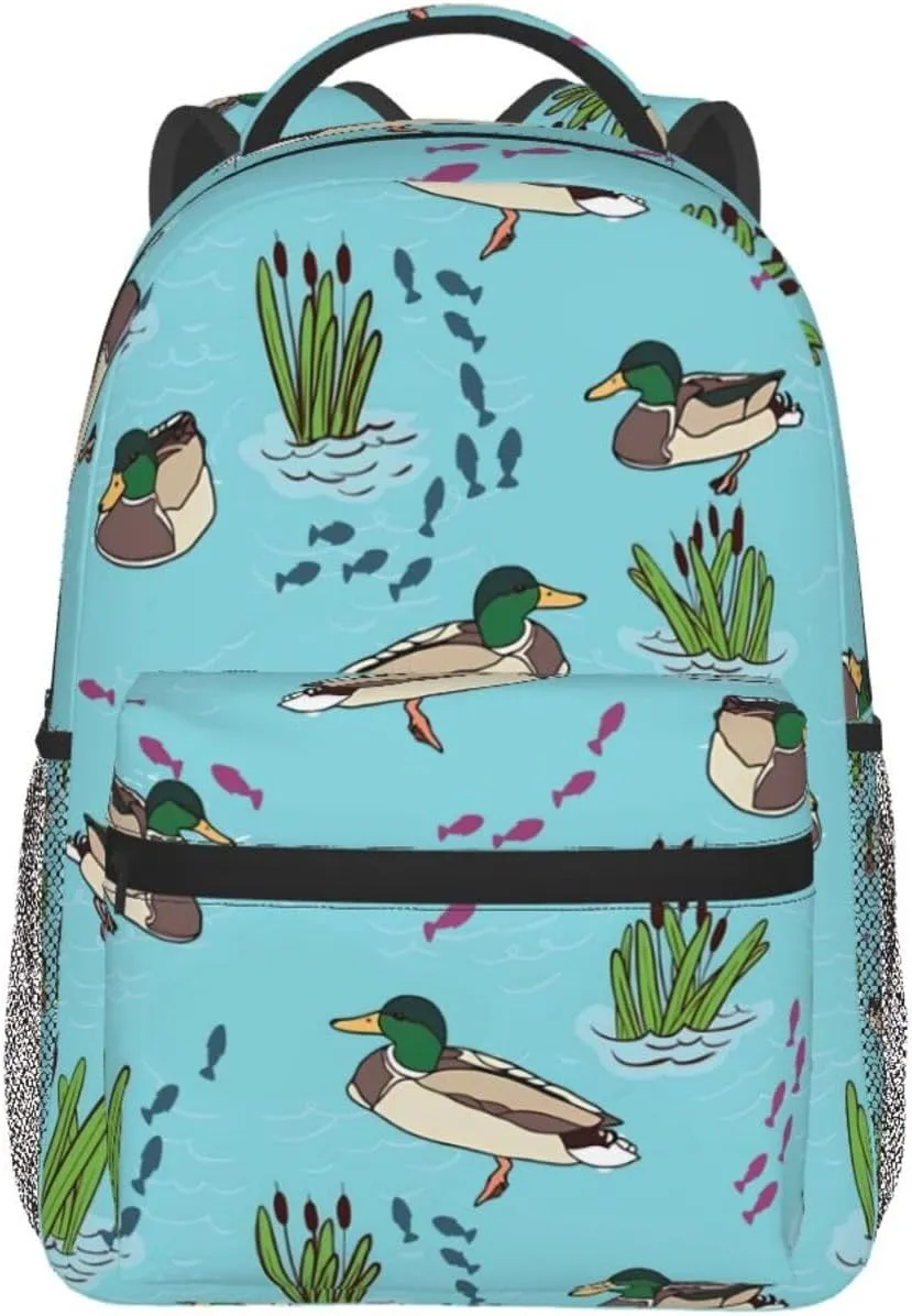 Cute Duck Backpack for Women Man Mallard Duck Lightweight Laptop Backpacks Book Bag Casual Daypacks for Hiking Travel College Office