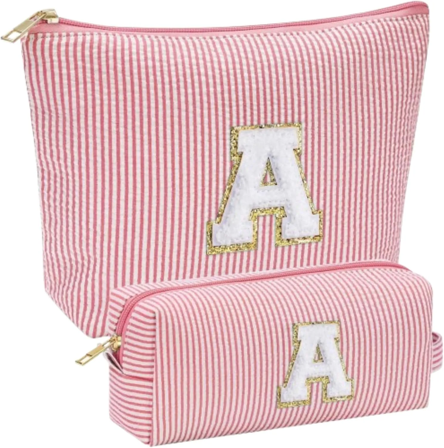 Cute Makeup Bag Set - 2-Piece Travel Cosmetic Organizer with Compartments & Zipper Pockets - Durable Oxford Fabric Toiletry Case for Women,Girls,Gym,Vacation (Red)