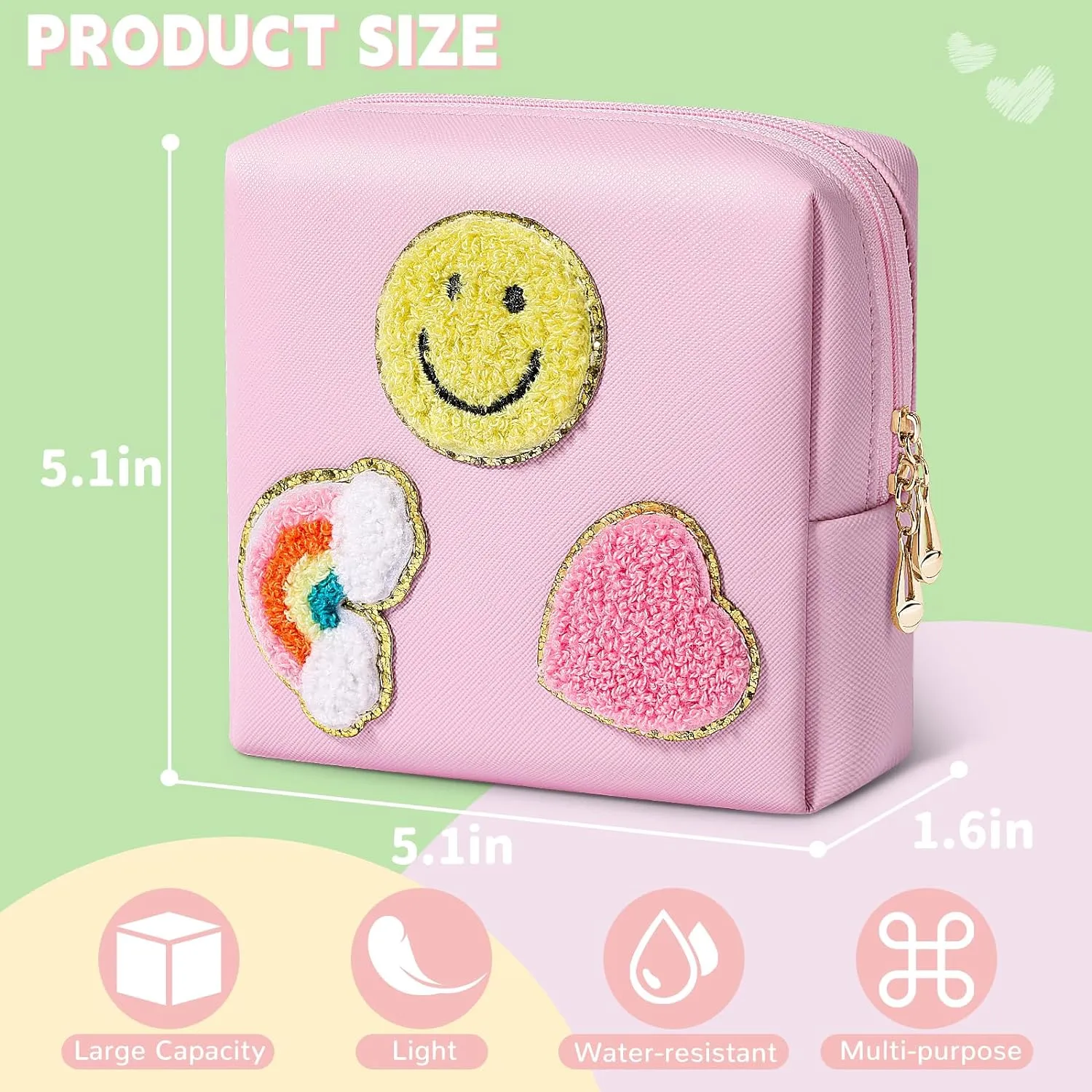 Cute Small Makeup Bag Soft PU Leather Cosmetic Bag for Women Travel Make Up Pouch for Purse Mini Cosmetic Pouch Organizer with Zipper - Pink