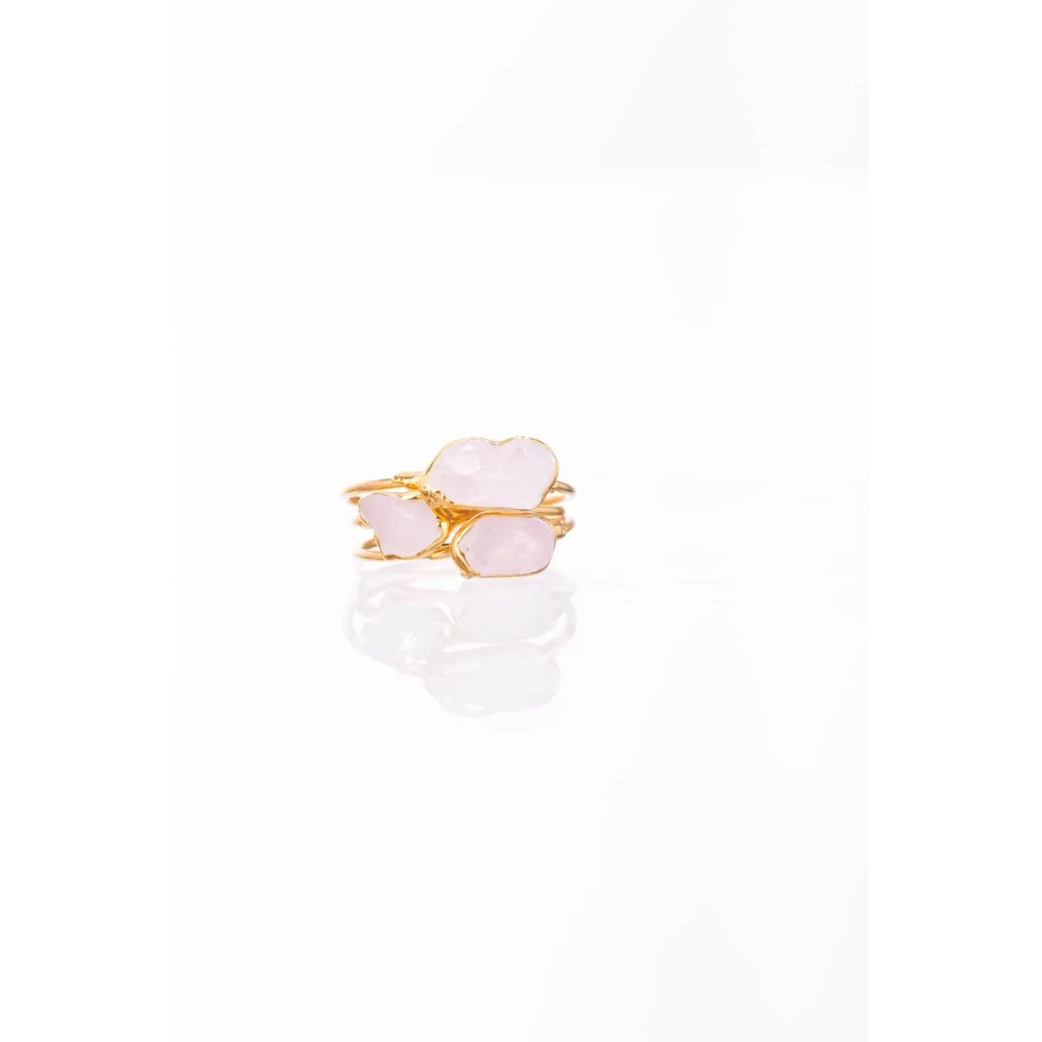 Dainty Raw Rose Quartz Ring in Yellow Gold