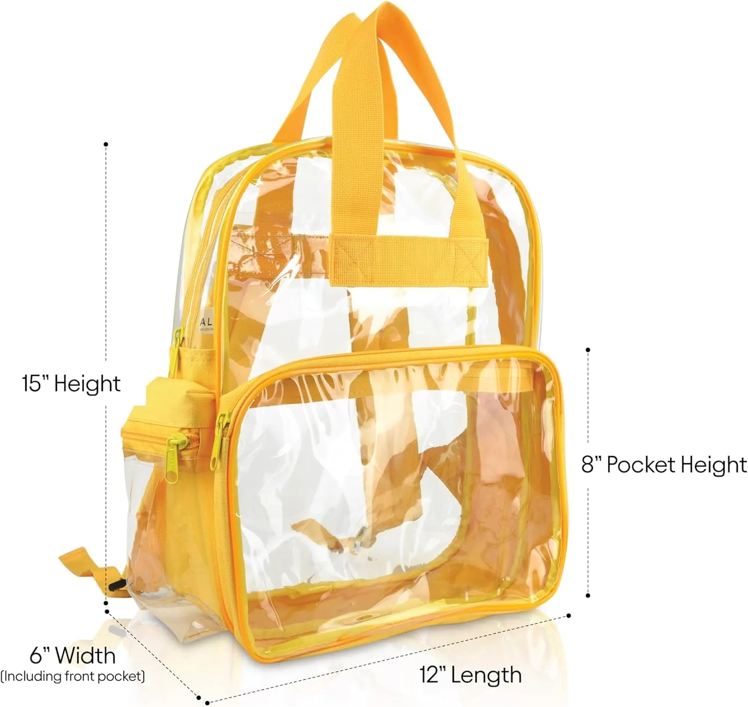 DALIX Clear Backpack for School Transparent Bags Girls Boys Gold 12 Pack