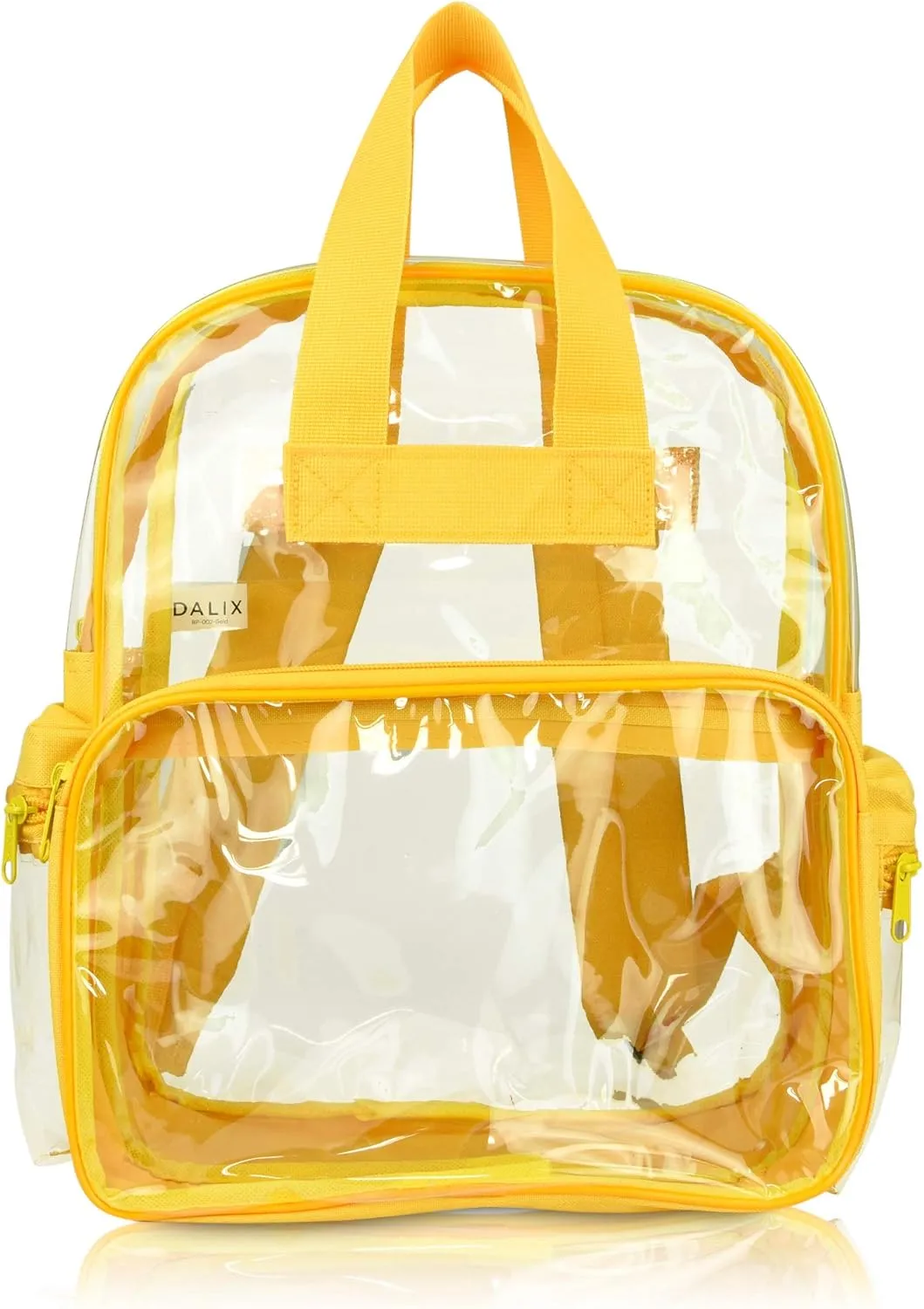 DALIX Clear Backpack for School Transparent Bags Girls Boys Gold 12 Pack