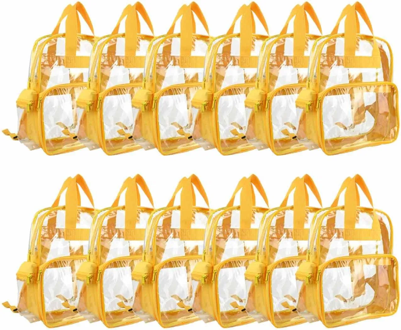 DALIX Clear Backpack for School Transparent Bags Girls Boys Gold 12 Pack