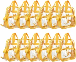 DALIX Clear Backpack for School Transparent Bags Girls Boys Gold 12 Pack