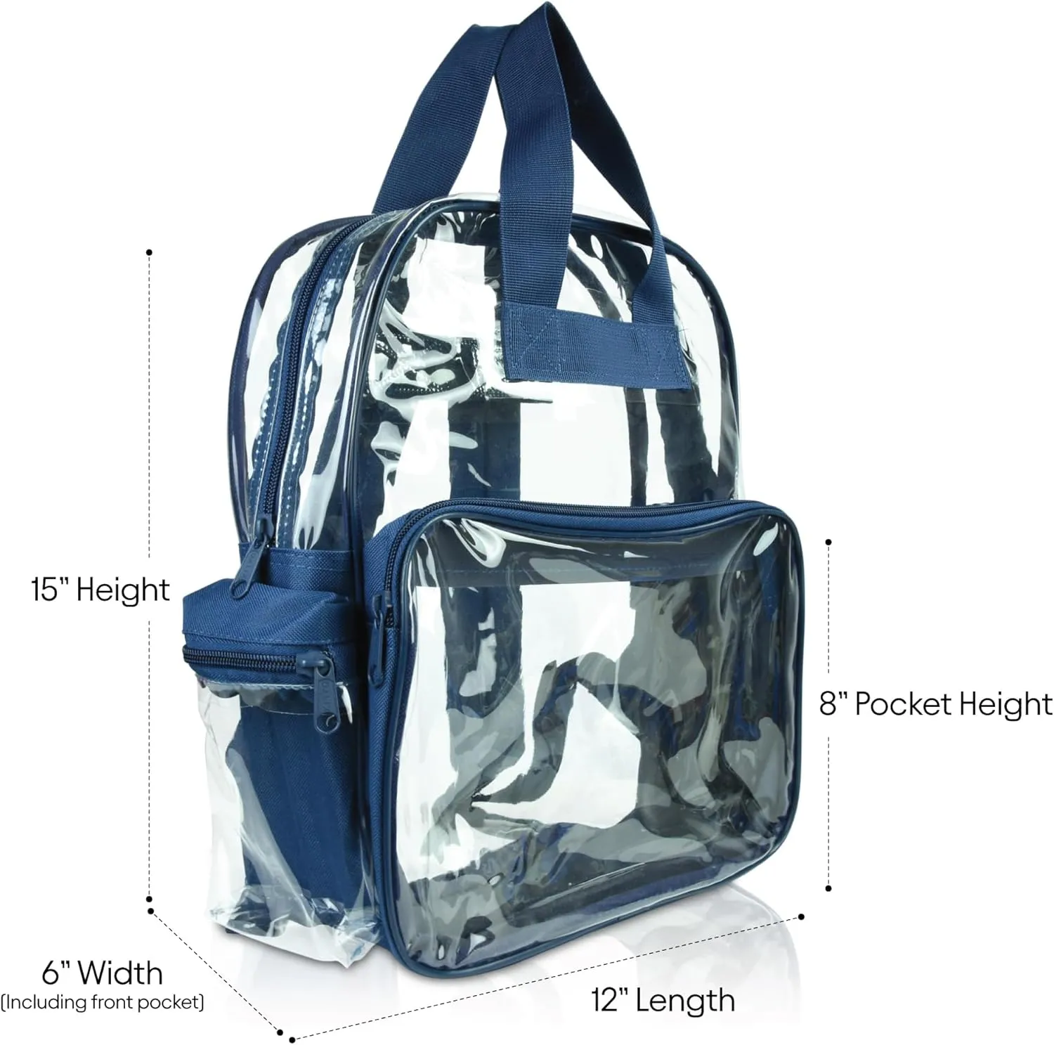 DALIX Clear Backpack for School Transparent Bags Girls Boys Navy Blue 12 Pack