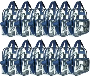 DALIX Clear Backpack for School Transparent Bags Girls Boys Navy Blue 12 Pack
