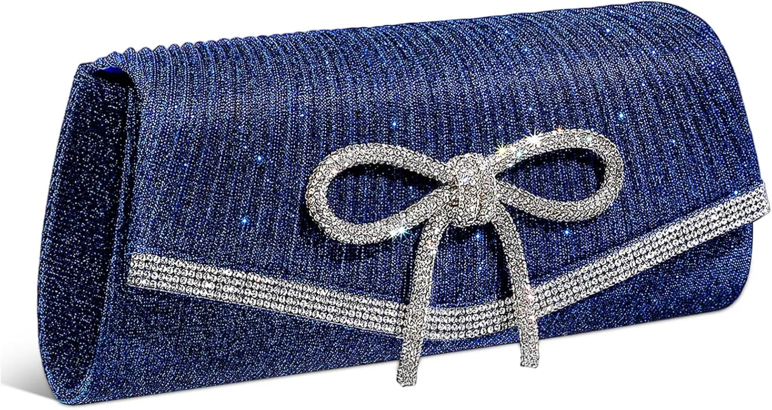 Dark Blue Evening Bag Women's Party Purse Rhinestone Clutch for Formal Events Special Occasions