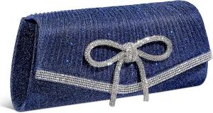 Dark Blue Evening Bag Women's Party Purse Rhinestone Clutch for Formal Events Special Occasions