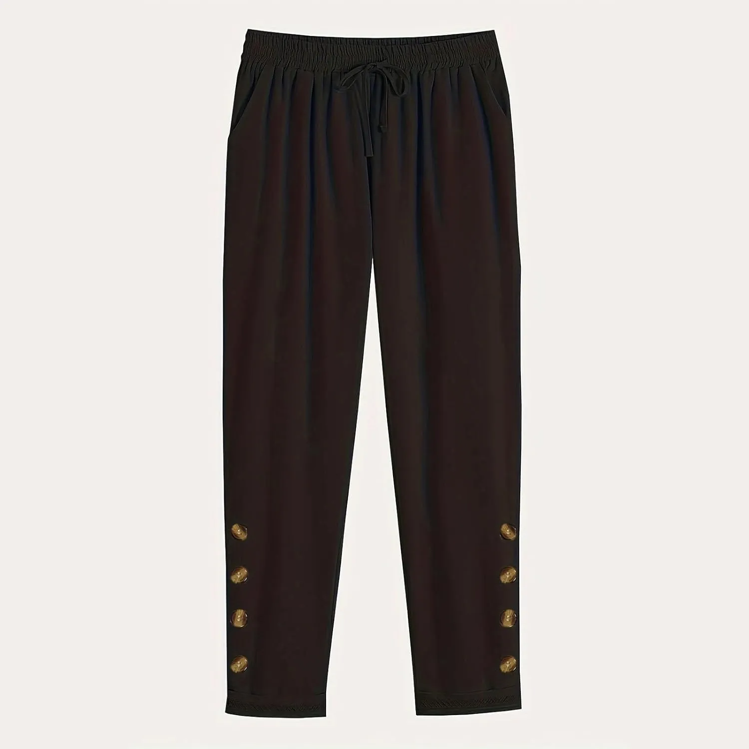 DASAYO Womens Linen Pants Drawstringgg Elastic Waist Straight Legg Trousers Summer Lightweigght Casual Pants with Pockets