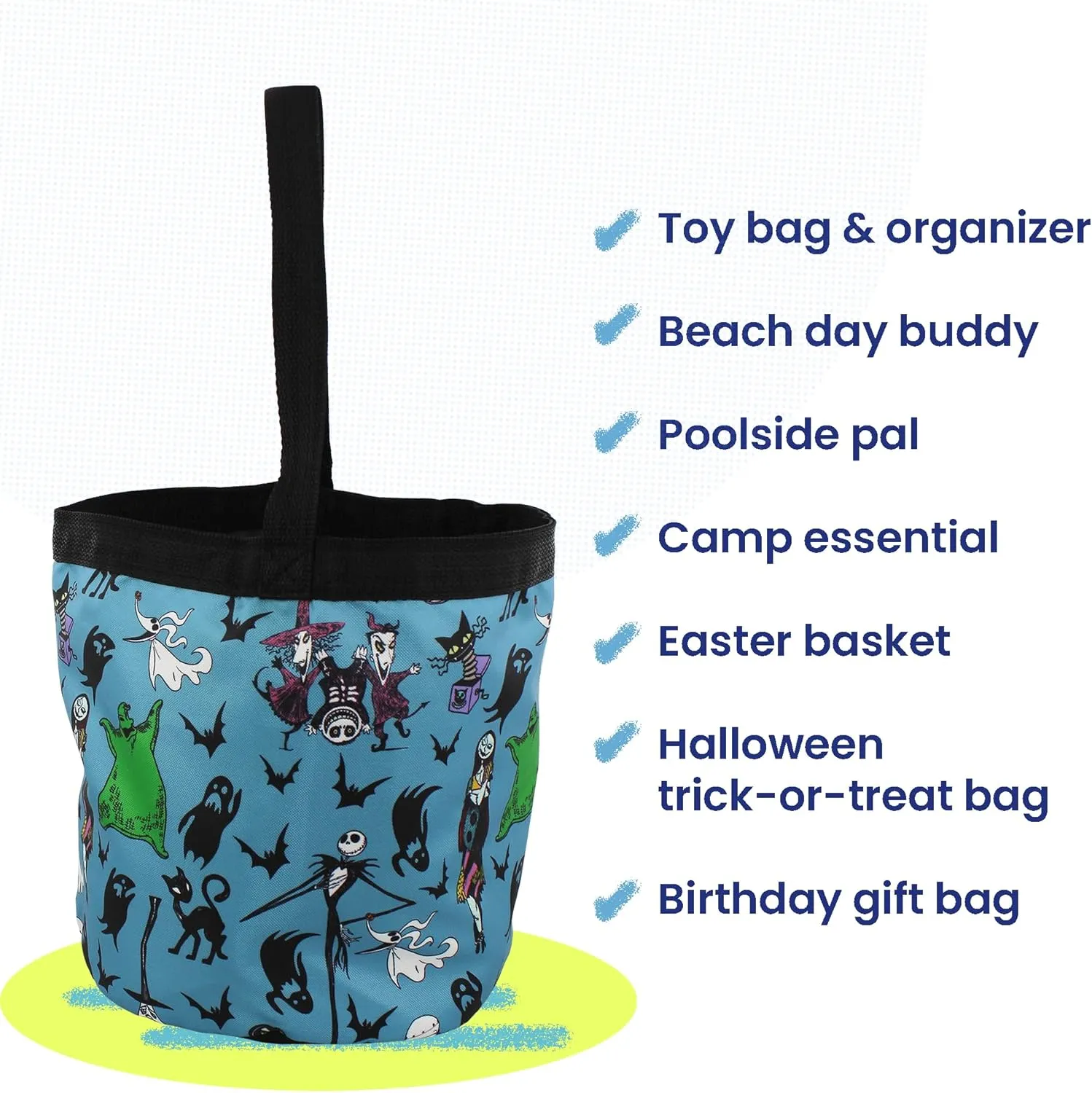 Disney The Nightmare Before Christmas Cheers to Fears Bucket Tote Bag (Teal, One Size)