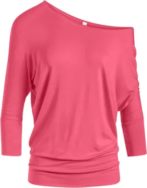Dolman Tops for Women Off The Shoulder Tops Banded Waistband Shirts 3/4 Sleeves Regular and Plus Size Tops