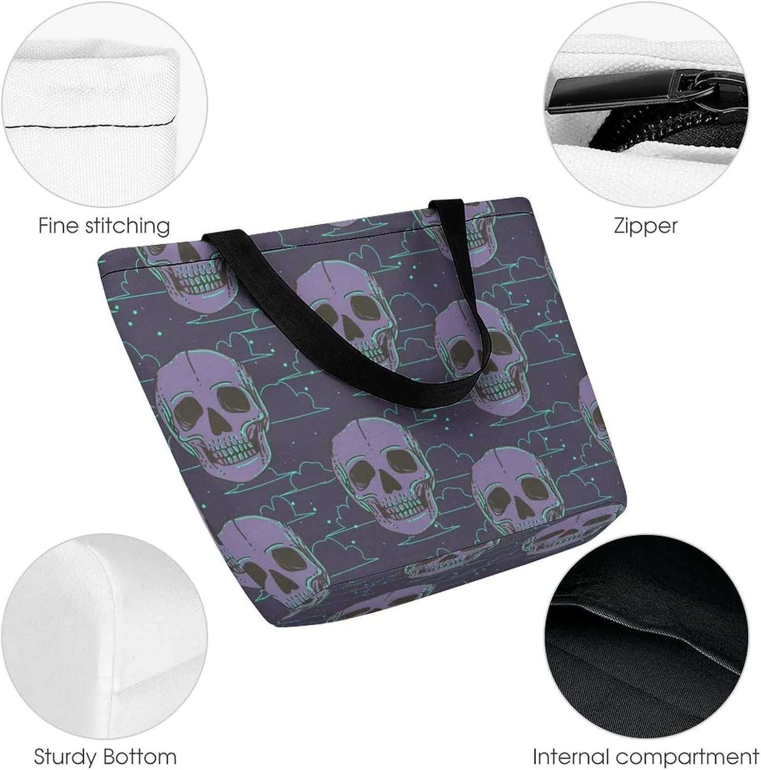 Doodle Cats Print Hobo Handbags With Zipper Women's Tote Handbags
