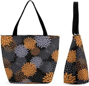 Doodle Cats Print Hobo Handbags With Zipper Women's Tote Handbags