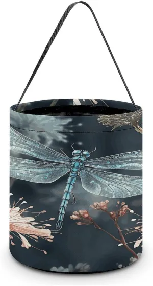 Dragonfly Flower Halloween Tote Candy Bag Candy Basket Candy Bucket Gift Bag for Halloween Party