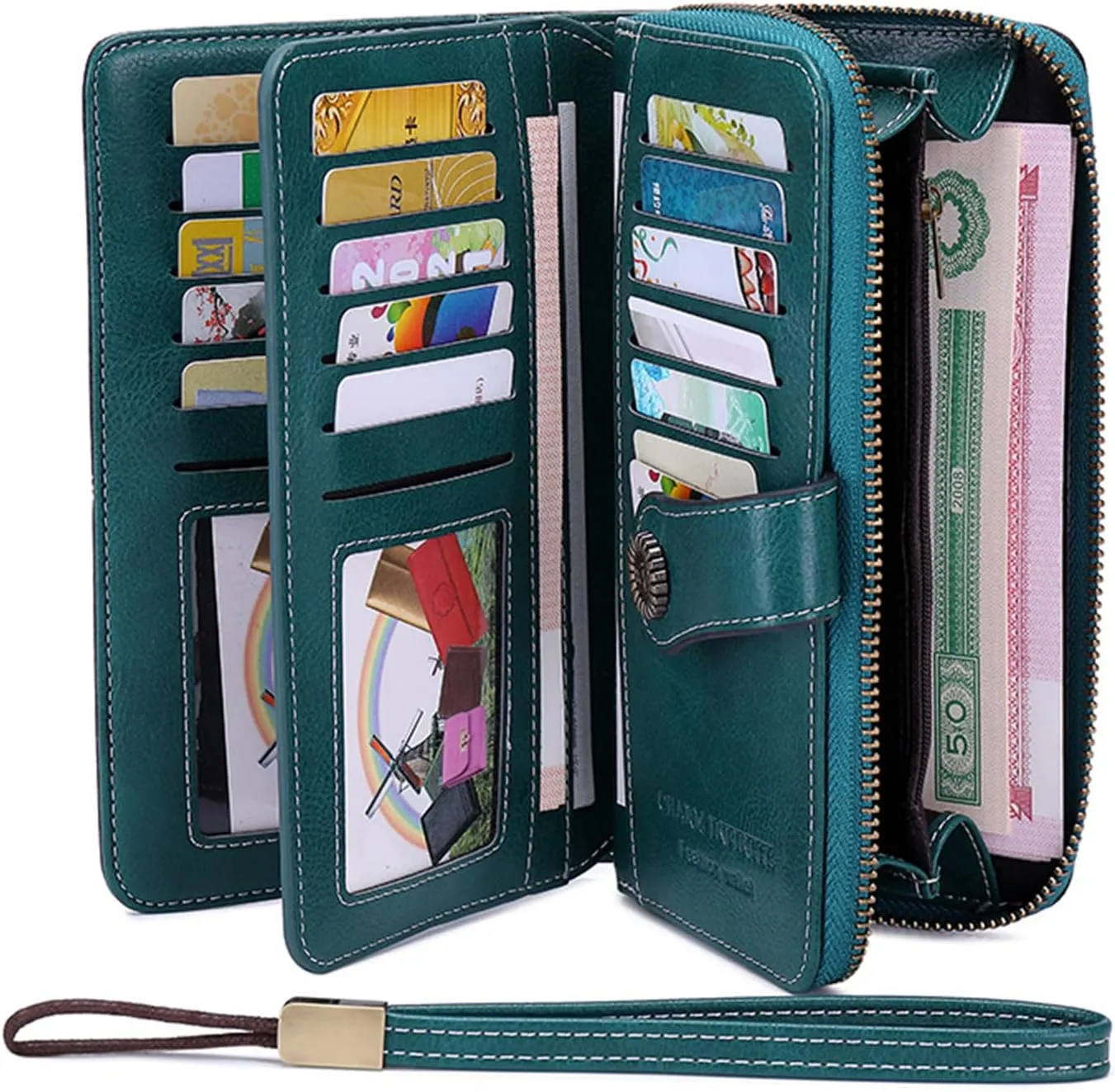 Earnda Wallet for Women RFID Credit Card Holder Leather Large Capacity Wristlet Wallets Yellow