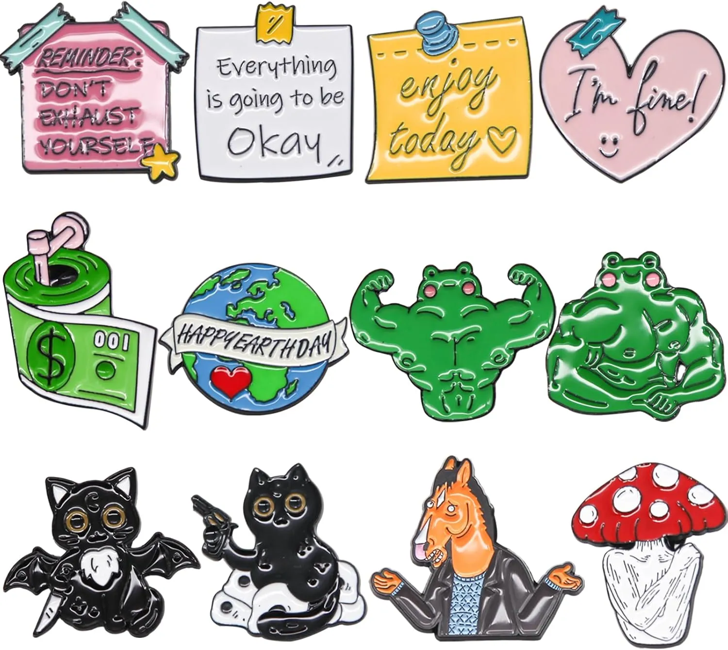 Enamel Pins Bulk Set Mixed Cute Enamel Brooch Lapel Pin Clothes Backpack for Girl Women Adult Festival Decoration
