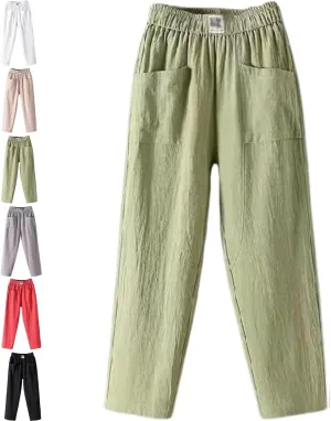 Endurance Loose Pants Women, Summer Cotton Linen Women's loosely Pants, Linen Trousers Casual High Waist Joggers