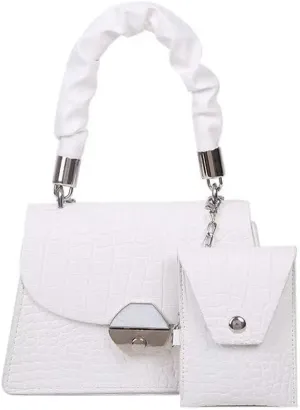 Evening Bags and Clutches for Women Formal Wedding with Shoulder Chain Crossbody Bag (White)