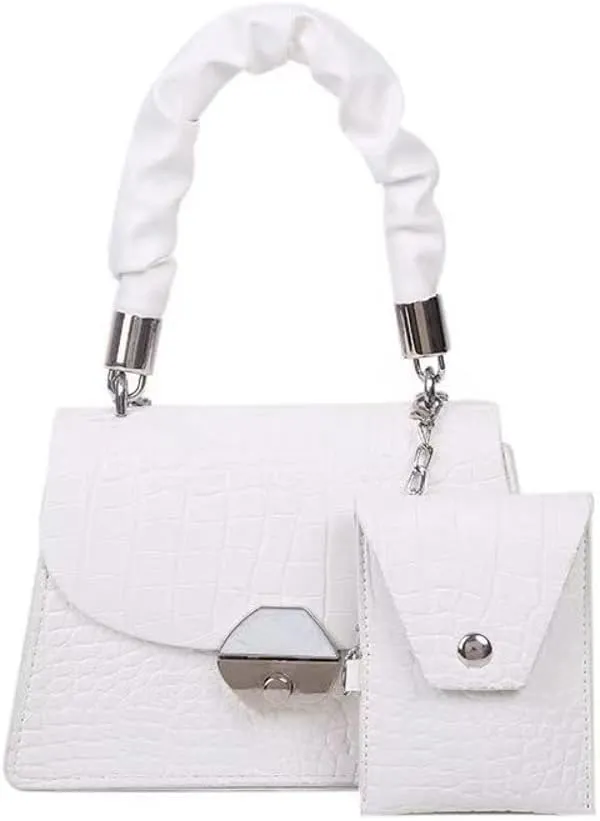 Evening Bags and Clutches for Women Formal Wedding with Shoulder Chain Crossbody Bag (White)