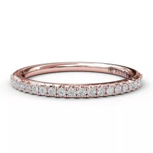 Fana 14K Rose Gold Pave Diamond Wedding Band 0.19CTW