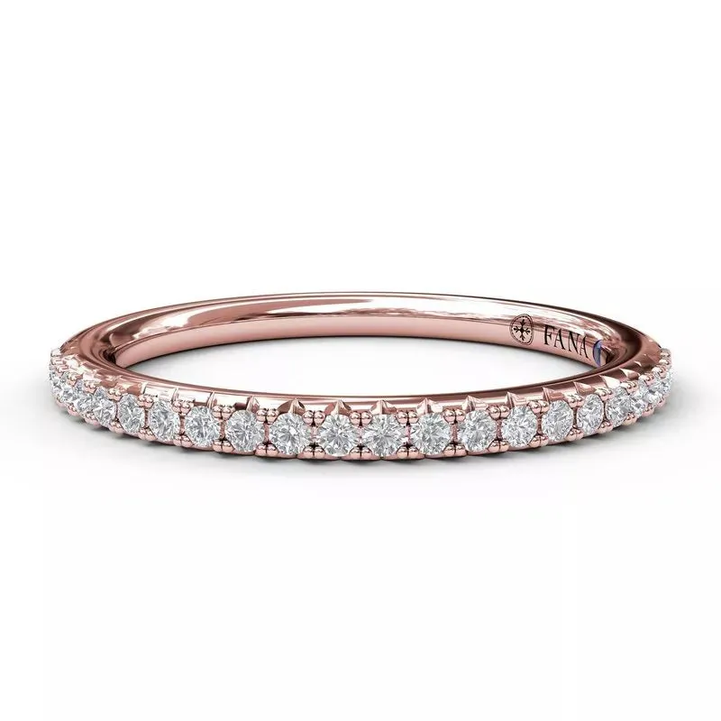 Fana 14K Rose Gold Pave Diamond Wedding Band 0.19CTW