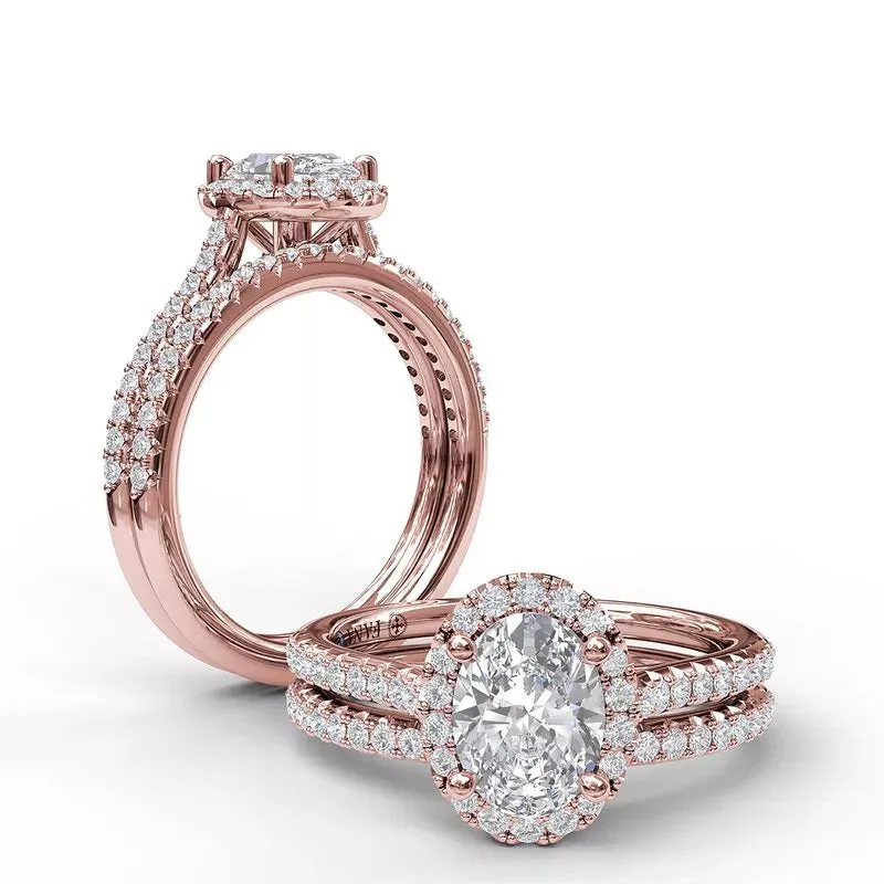 Fana 14K Rose Gold Pave Diamond Wedding Band 0.19CTW