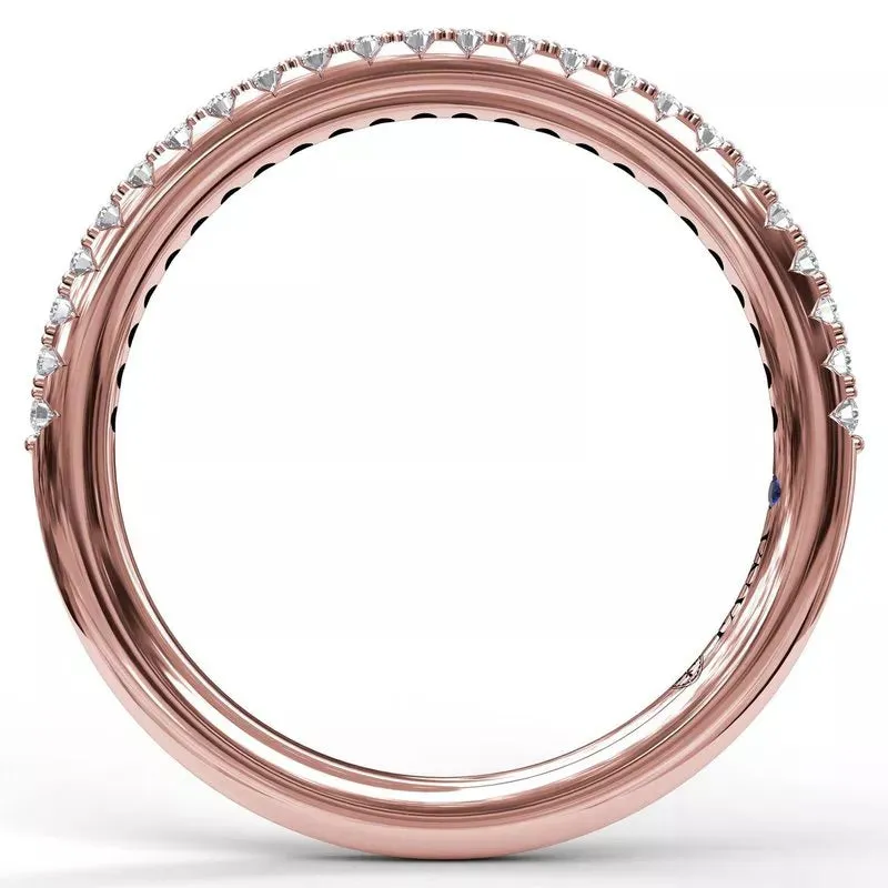 Fana 14K Rose Gold Pave Diamond Wedding Band 0.19CTW