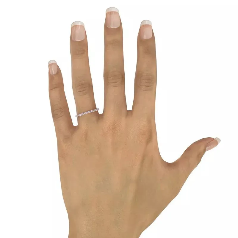 Fana 14K Rose Gold Pave Diamond Wedding Band 0.19CTW