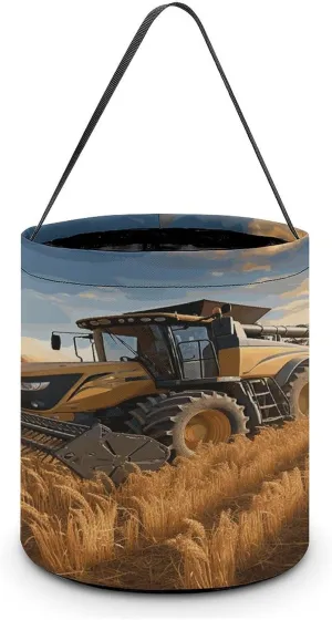 Farm Tractor Harvest Halloween Tote Candy Bag Candy Basket Candy Bucket Gift Bag for Halloween Party