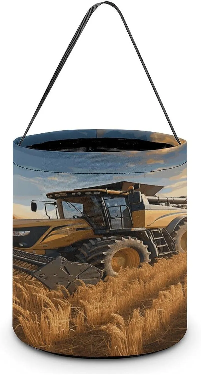 Farm Tractor Harvest Halloween Tote Candy Bag Candy Basket Candy Bucket Gift Bag for Halloween Party