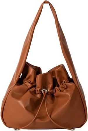 Fashion Shoulder Bag for Women Large Vegan Leather Tote Purse Bucket Handbag Pleated Top Handle Satchel