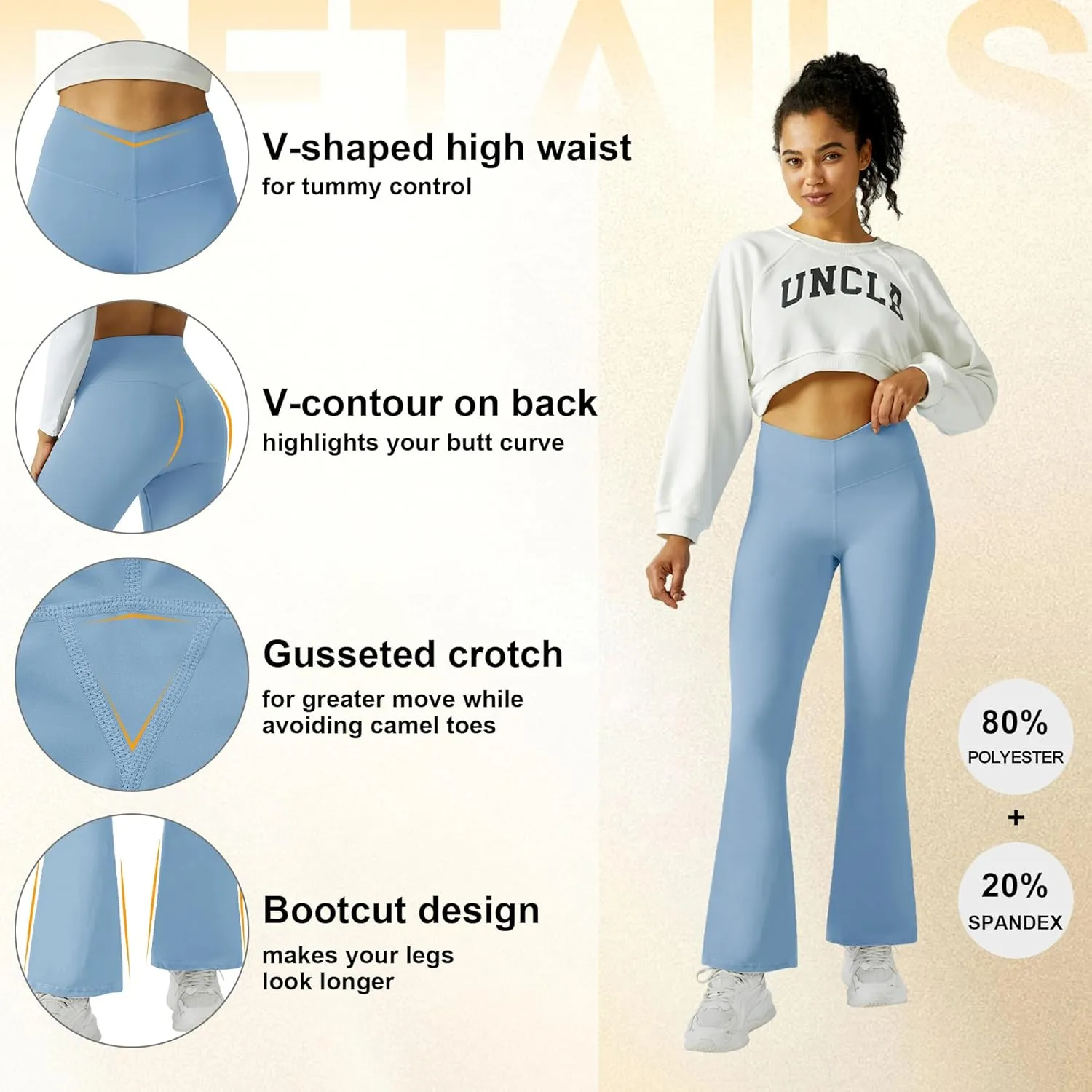 FireSwan Women's Flare Yoga Pants V Waist Flared Leggings High Waisted Bootcut Workout Pants Tummy Control